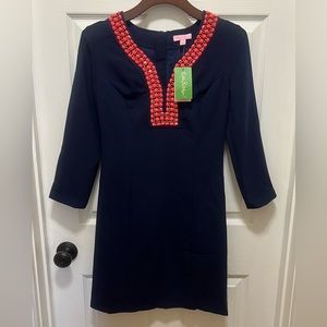 288.00 NWT LILLY PULITZER BENNETT NAVY EMBELLISHED